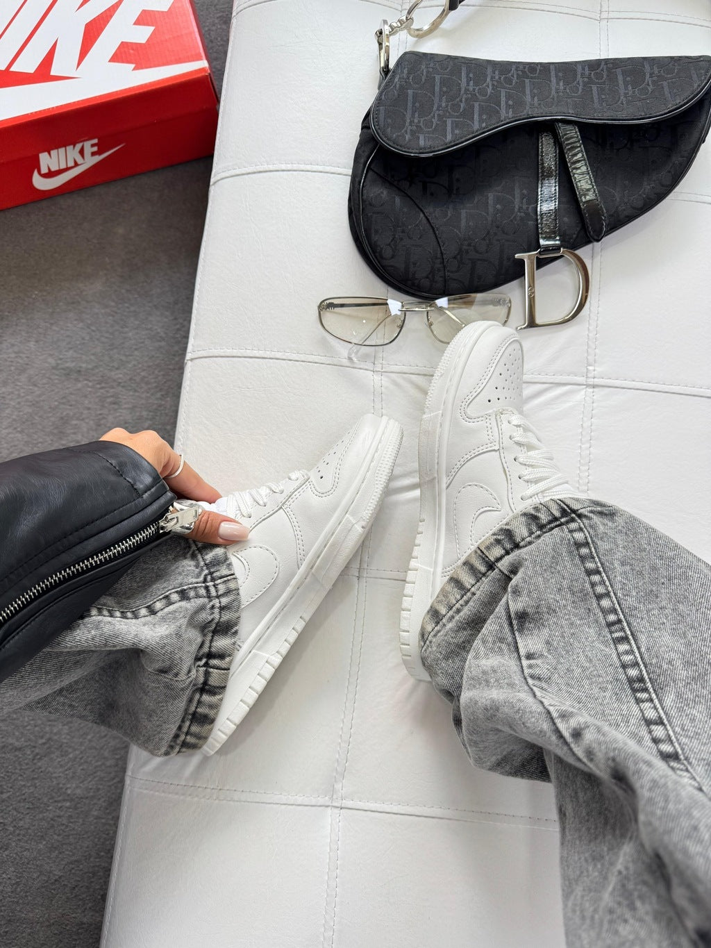 Tênis Nike Dunk Low Branco Couro