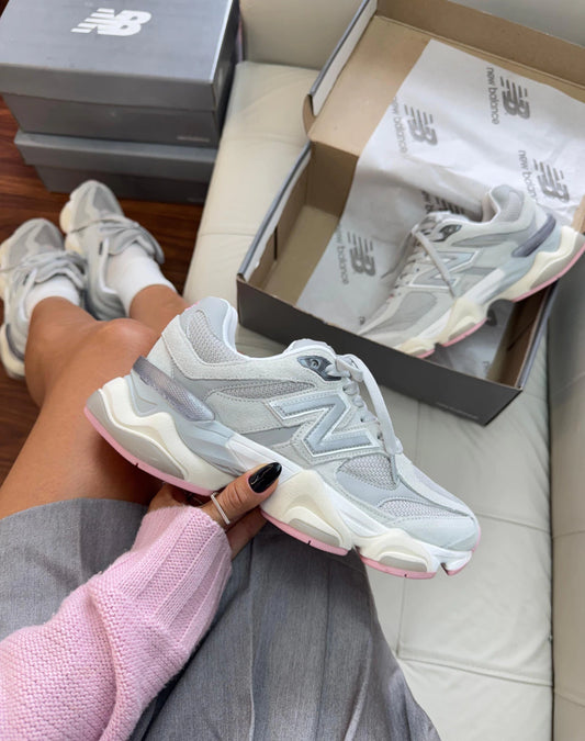Tênis New Balance 9060 Cinza Rosa Couro 100% Legítimo