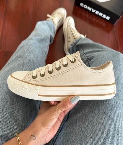 Tênis All Star Areia Couro Vulcanizado