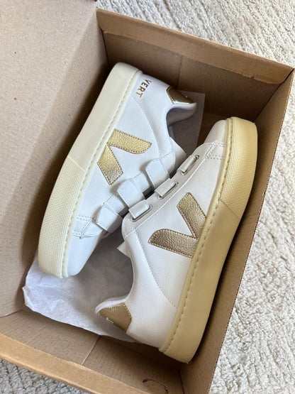 Tênis V Velcro Branco Ouro Premium