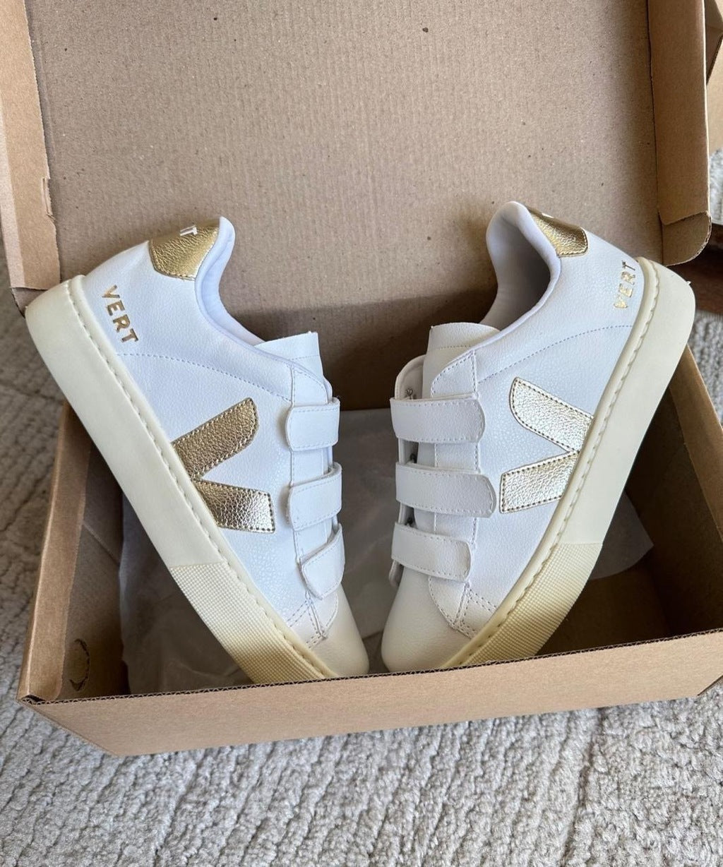 Tênis V Velcro Branco Ouro Premium