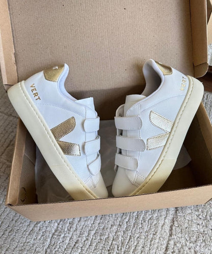 Tênis V Velcro Branco Ouro Premium