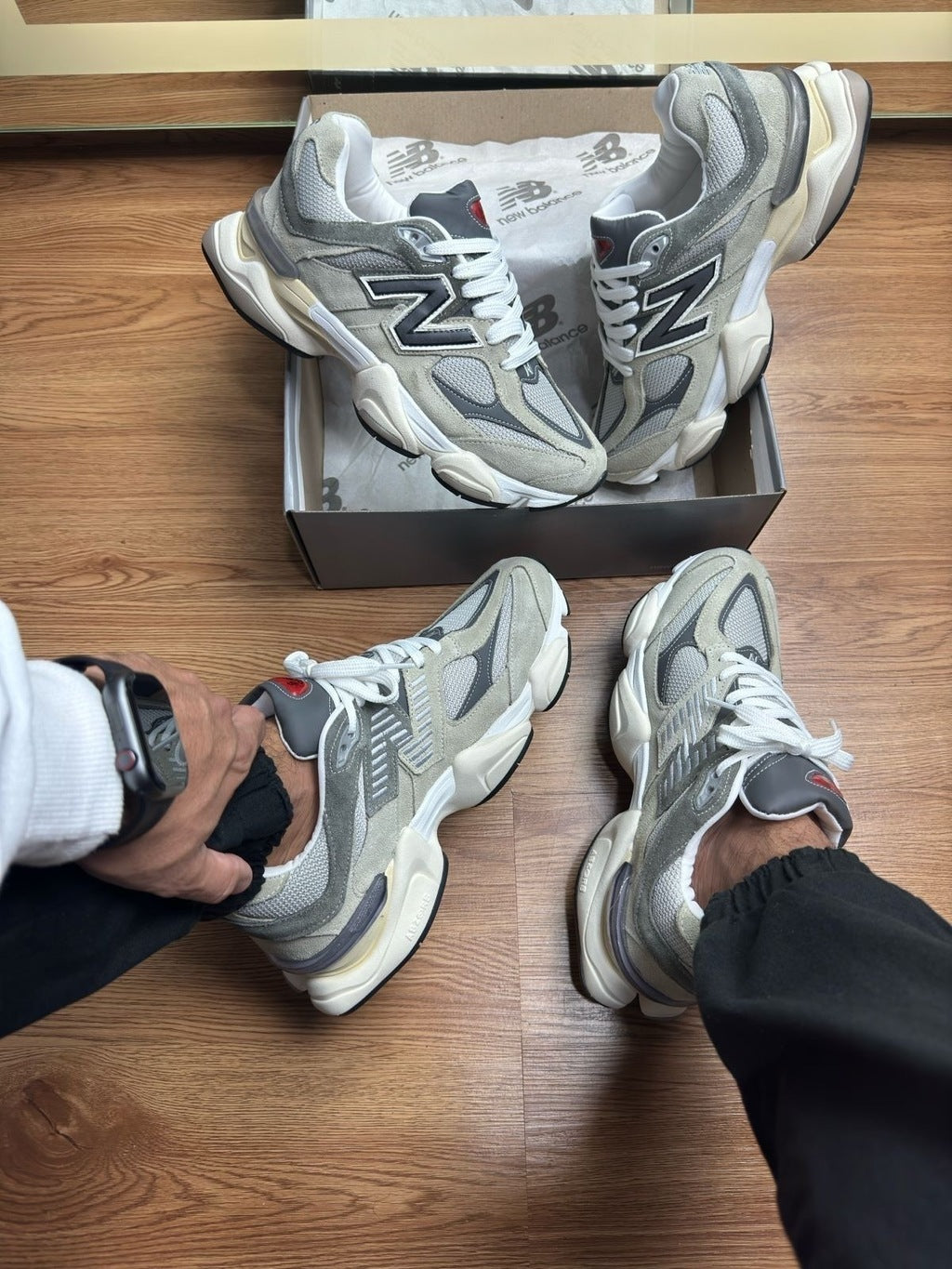 Tênis New Balance 9060 Cinza Couro 100% Legítimo