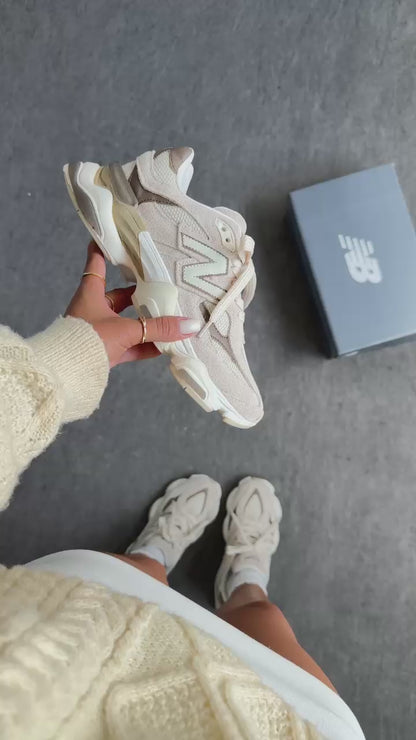 Tênis New Balance 9060 Bege Caqui Couro 100% Legítimo